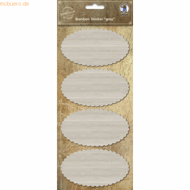 4008525215035 - 5 x Bambus Sticker grau Oval Bogenlinie