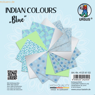 4008525242505 - 5 x Naturpapier Indian Colours 137x137cm VE=15 Blatt blu