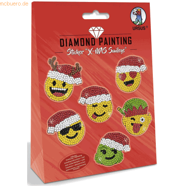 4008525242192 - 5 x Diamond Painting Sticker X-mas Smileys