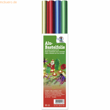 Ludwig Bähr Alufolie Rolle Polypackung 30x50cm VE=4 Rollen 4 Farben so