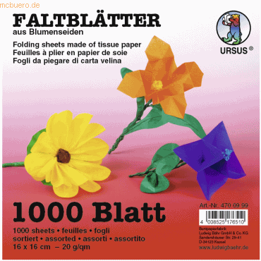 4008525176510 - Blumenseide Faltblätter 20g qm 16x16cm VE=1000 Blatt 10 Fa