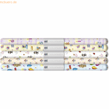 4008525116509 - Transparentpapier Rolle 115g qm 50x61cm Party 5 Motiv sort
