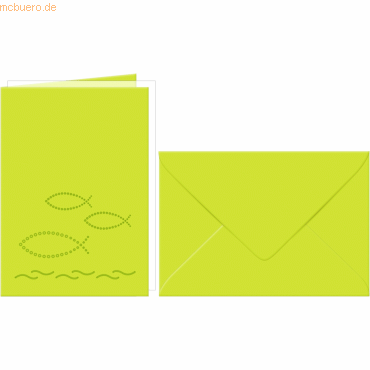 4008525203285 - Doppelkarte A6 gelasert + Kuvert VE=5 Sets Fische hellgrün 4008525203285 - Doppelkarte A6 gelasert + Kuvert VE=5 Sets Fische hellgrün