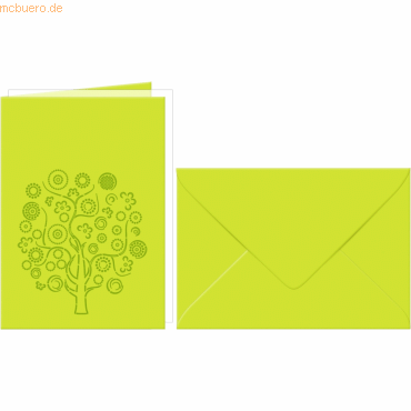 4008525203315 - Doppelkarte A6 gelasert + Kuvert VE=5 Sets Lebensbaum hell