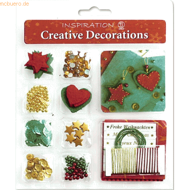 4008525083894 - 5 x Creative Decorations Set Christmas rot gold grün
