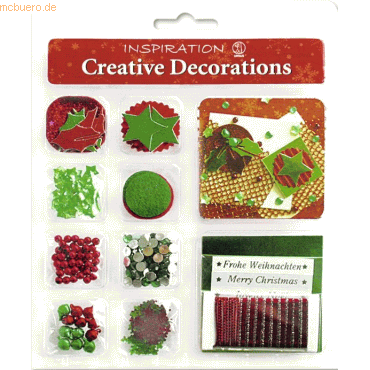 4008525083900 - 5 x Creative Decorations Set Christmas rot grün 4008525083900 - 5 x Creative Decorations Set Christmas rot grün