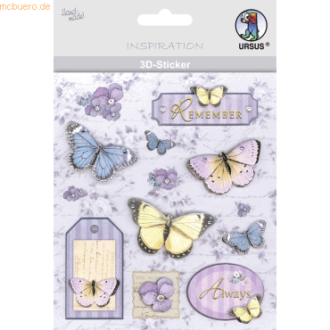 4008525010487 - 5 x 3D-Sticker Motiv 28 - Schmetterlinge