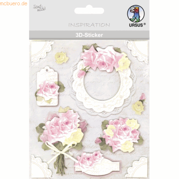 4008525010555 - 5 x 3D-Sticker Motiv 35 - Rosen 4008525010555 - 5 x 3D-Sticker Motiv 35 - Rosen