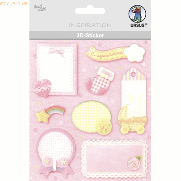 4008525010616 - 5 x 3D-Sticker Motiv 60 - Geburt Mädchen 4008525010616 - 5 x 3D-Sticker Motiv 60 - Geburt Mädchen