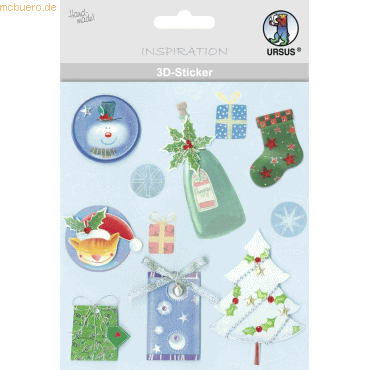 4008525694526 - 5 x 3D-Sticker Motiv 74 - Weihnachten