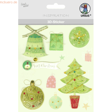 4008525694540 - 5 x 3D-Sticker Motiv 76 - Weihnachten