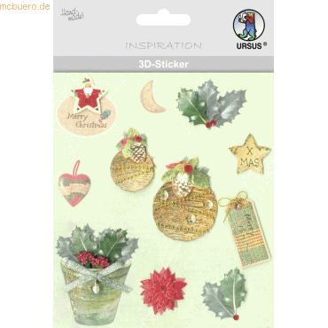4008525694557 - 5 x 3D-Sticker Motiv 77 - Weihnachten