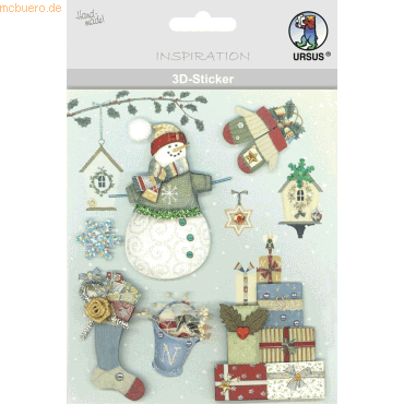 4008525011606 - 5 x 3D-Sticker Motiv 92 - Weihnachten