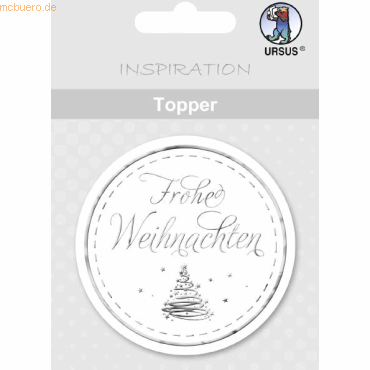 4008525178903 - 5 x Topper weiß silber Motiv 12 Frohe Weihnachten 4008525178903 - 5 x Topper weiß silber Motiv 12 Frohe Weihnachten