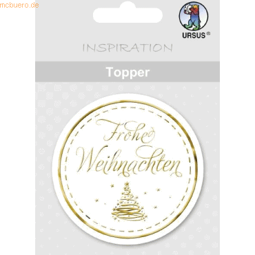 4008525179122 - 5 x Topper weiß gold Motiv 12 Frohe Weihnachten 4008525179122 - 5 x Topper weiß gold Motiv 12 Frohe Weihnachten