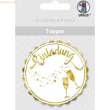 4008525213222 - 5 x Topper weiß gold Motiv 28 Einladung 4008525213222 - 5 x Topper weiß gold Motiv 28 Einladung