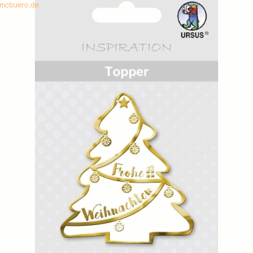 4008525213260 - 5 x Topper weiß gold Motiv 32 Frohe Weihnachten