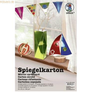 4008525164517 - Spiegelkarton 280g qm 23x33cm VE=12 Bogen 12 Farben sortie