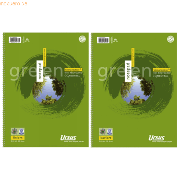 Ursus Briefblock Green Pure Impact A4 70g/qm 50 Blatt 5mm kariert