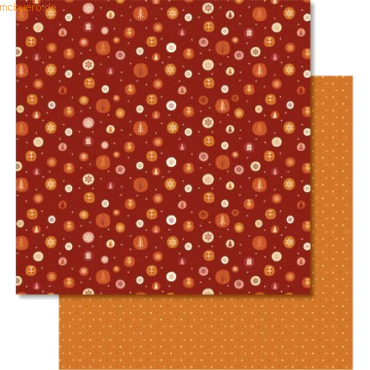 4008525097563 - Scrapbook Paper Winterzauber orange rot 12x12 Zoll VE=5 Bl