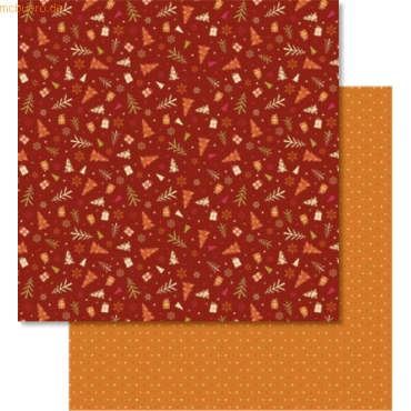 4008525726142 - Scrapbook Paper Winterzauber orange rot 12x12 Zoll VE=5 Bl