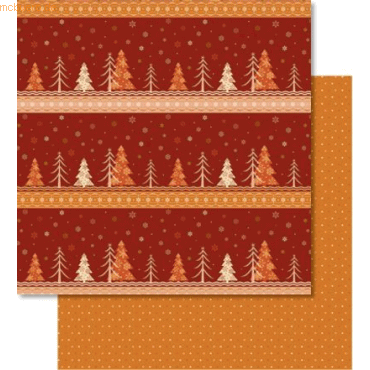 4008525097754 - Scrapbook Paper Winterzauber orange rot 12x12 Zoll VE=25 B