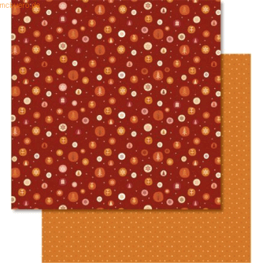 4008525097761 - Scrapbook Paper Winterzauber orange rot 12x12 Zoll VE=25 B