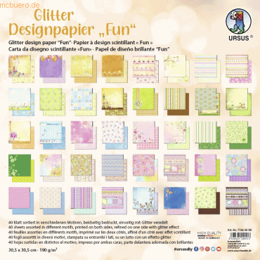 4008525245513 - Designpapier Glitter Fun 190g qm 305x305cm VE=40 Blatt