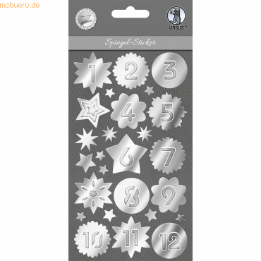 4008525230007 - 5 x Spiegel-Sticker silber Adventszahlen 24 Stück 4008525230007 - 5 x Spiegel-Sticker silber Adventszahlen 24 Stück