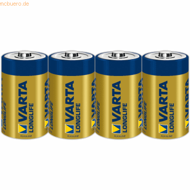 Varta Batterie Alkali Longlife Extra Mono 1,5V (D) VE=4 Stück