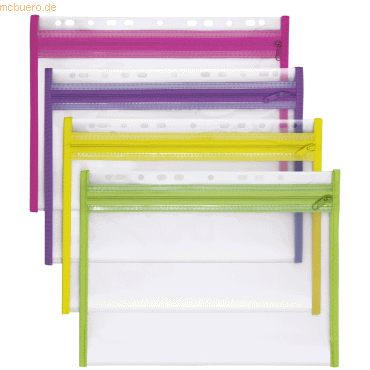 4000225075117 - VELOFLEX Reißverschlussbeutel 4x Reißverschlusstasche XS A4 21 cm  x 288 cm transparent