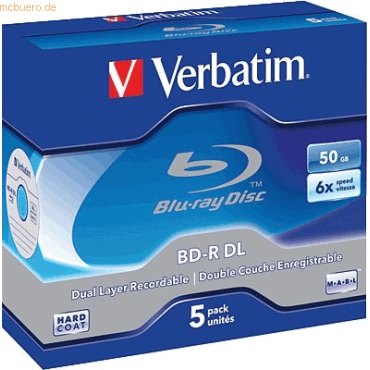 Verbatim Blu-Ray Disc BD-R Double-Layer 50GB 6x VE=5 Stück