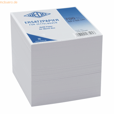 12 x Wedo Zettelbox Ersatzpapier 9,9x9,9cm 700 Blatt weiß