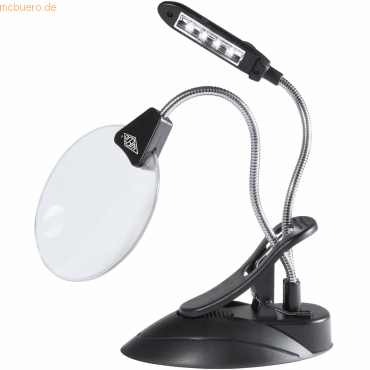 Wedo Lupenlampe mit LED Vergrößerung 2+4fach schwarz