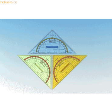 10 x Kum Geometrie-Dreieck Ice 16cm farbig sortiert