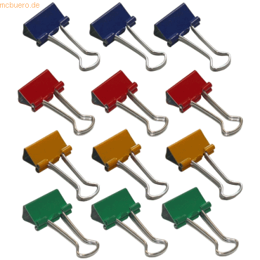 4003801850719 - Foldbackklammern 19mm VE=12 Stück farbig sortiert