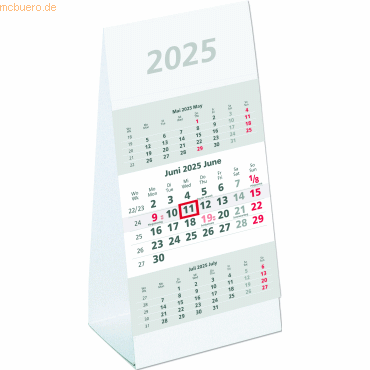 Zettler Dreimonats-Aufstellkalender 980 10,5x21cm 2025