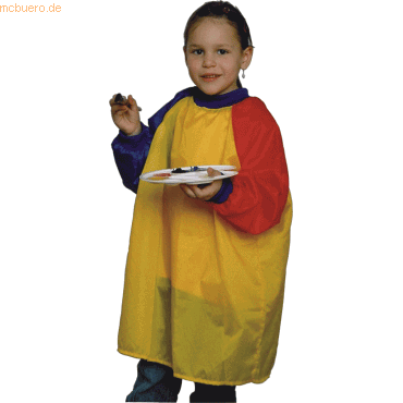 Malkittel one size gelb/rot/blau mit langen Ärmeln für Kinder von 3-8