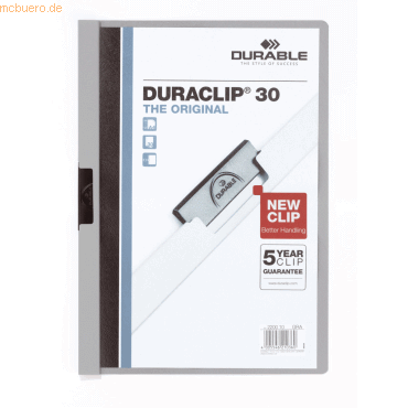 Klemmmappe Duraclip Original 30 bis 30 Blatt A4 grau