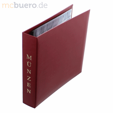 Münzalbum 25x24,5 cm Baladek weinrot