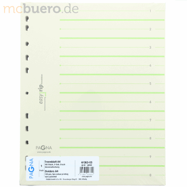 Trennblätter A4 2-farbig mit Perforation 100 Stück grün