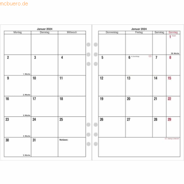 Güss Monatsübersicht Ringbucheinlage A5 4-fach gelocht Kalendarium 2025  mcbuero.de