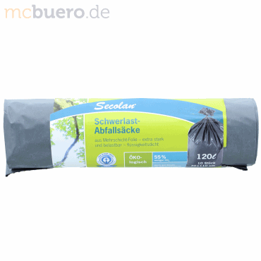 Mülleimerbeutel 120 Liter 43 mic. grau VE=10 Stück