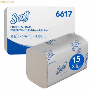 Papierhandtuch Essential 6617 Interfold 1-lagig 21x20cm 15x340 Blatt