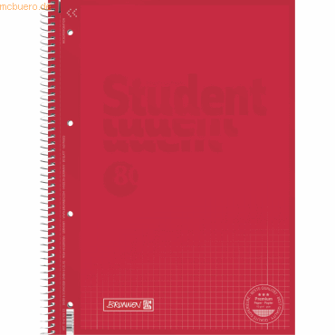 Collegeblock Student A4 90g/qm 80 Blatt Lineatur 28 red