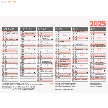 Tafelkalender A6quer 2025