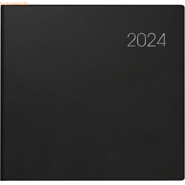 Quadratkalender 766 21x20,5cm 1 Woche/2 Seiten Balacron-Einband schwarz 2024