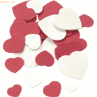 Moosgummi Creasoft Herzenmix 1,5-3,5cm rot/weiß VE=120 Stück