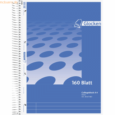 Collegeblock Glocken-Design A4 60g/qm 160 Blatt 4-fach gelocht liniert