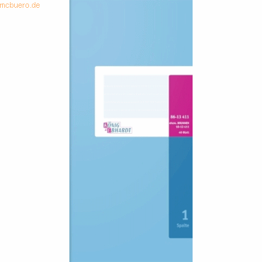 Geschäftsbuch 2/3A4 40 Blatt 1 Spalte Karton hellblau